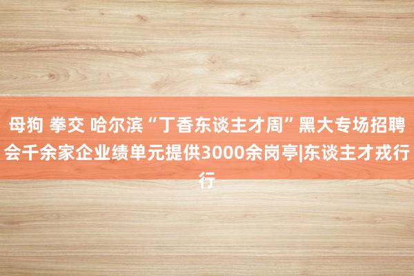 母狗 拳交 哈尔滨“丁香东谈主才周”黑大专场招聘会千余家企业绩单元提供3000余岗亭|东谈主才戎行